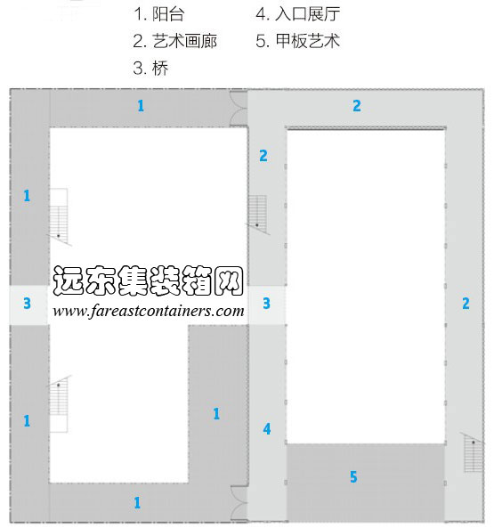 Gwanju 集裝箱藝術館二層平面圖