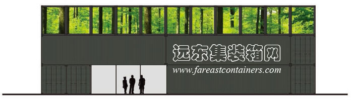 Gwanju 集裝箱藝術館正立面入口及電子屏幕立面